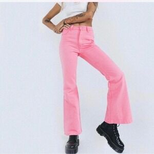 Princess Polly Flare Jeans Women Size 2 Pink High Waist Denim Retro Barbiecore
